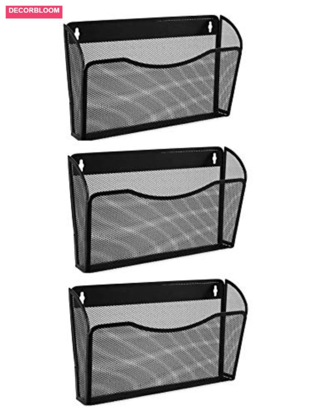 Wall Mounted Mesh File Organizer, Hanging Magazine Holder, 3 Pack